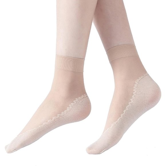 Black 10 Pairs Women's Nylon Ankle Short Sheer Socks - Picture 1 of 6